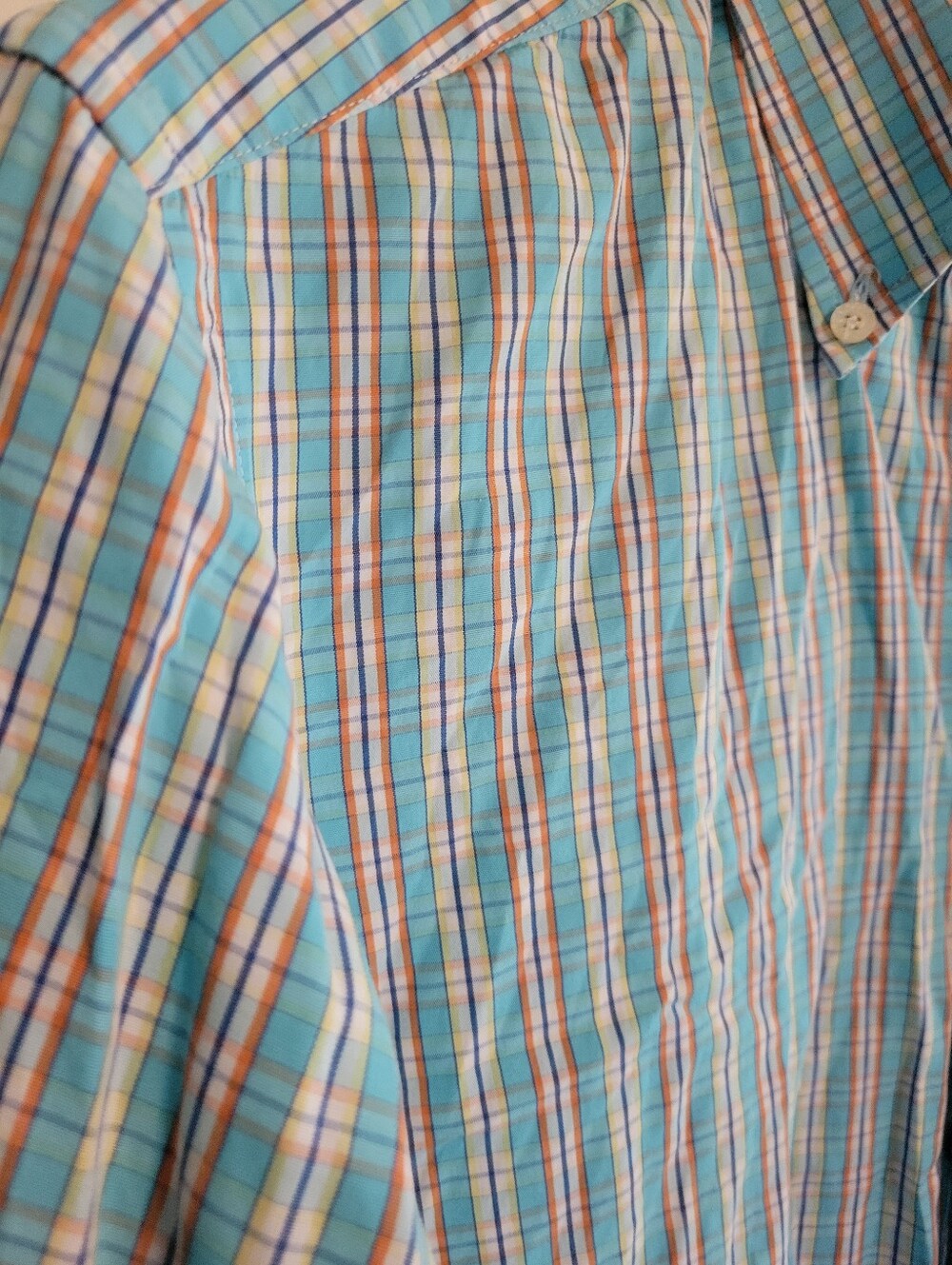Lacoste 100% Cotton Teal Blue Yellow Plaid Button Down Long Sleeve Shirt Size L - Picture 10 of 16